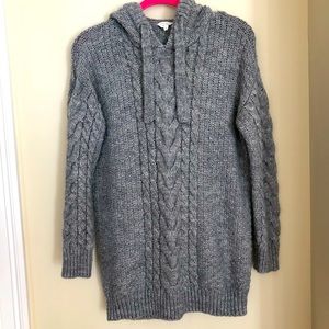 Gray Falmer Heritage Knit Sweater-Dress With Hood